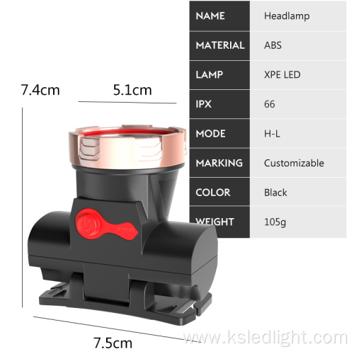 Headlamp Waterproof rechargeable miner's lamp